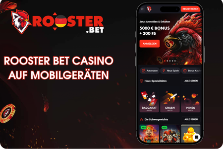 Rooster Bet Casino auf Mobilgeräten mit Slots und Live-Spielen